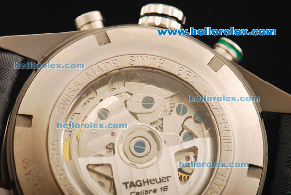Tag Heuer Carrera Calibre 16 Chronograph Swiss Valjoux 7750 Automatic Movement Titanium Case with Black Dial and Leather Strap-1:1 Original - Click Image to Close